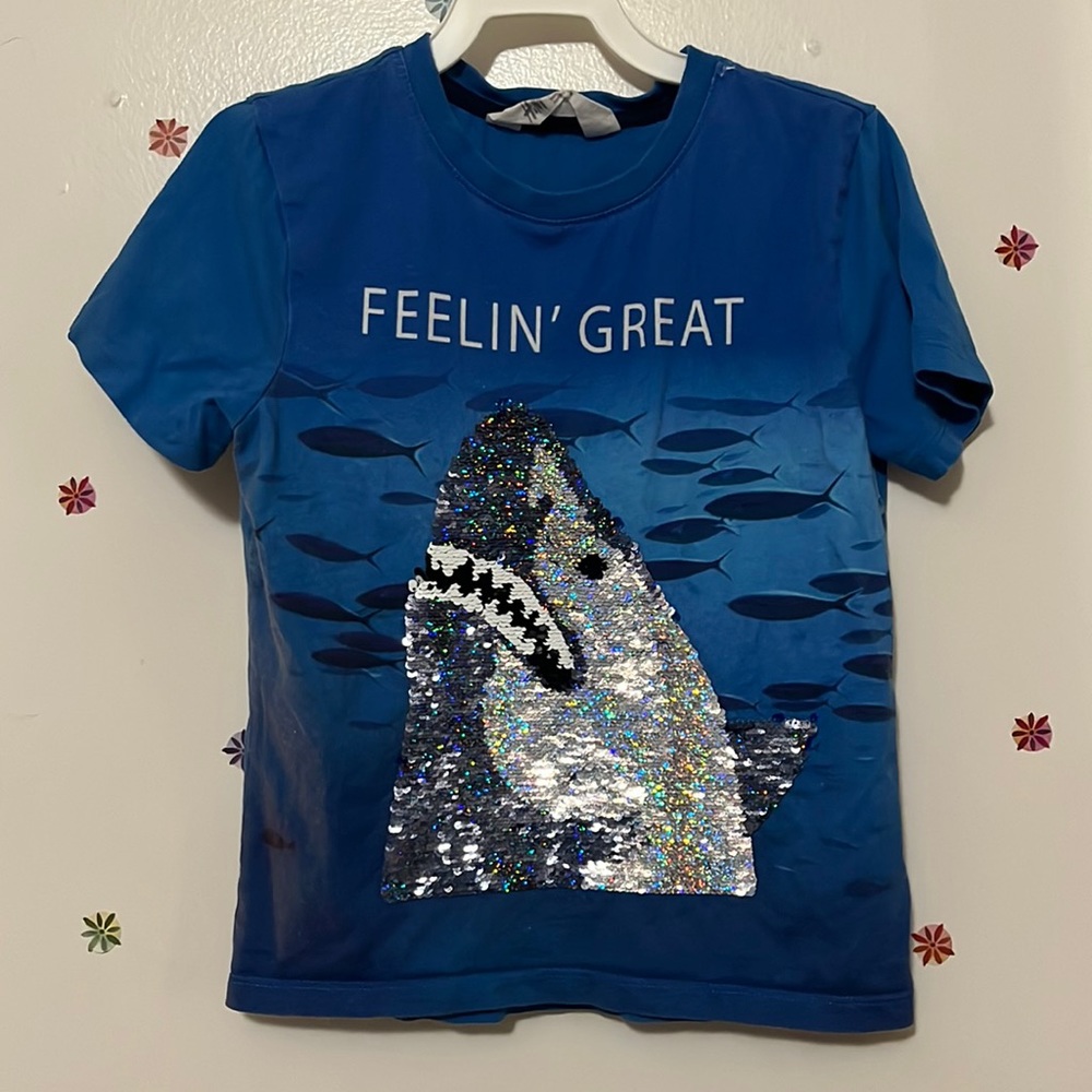 H&M Boys Shark Sequin Shirt